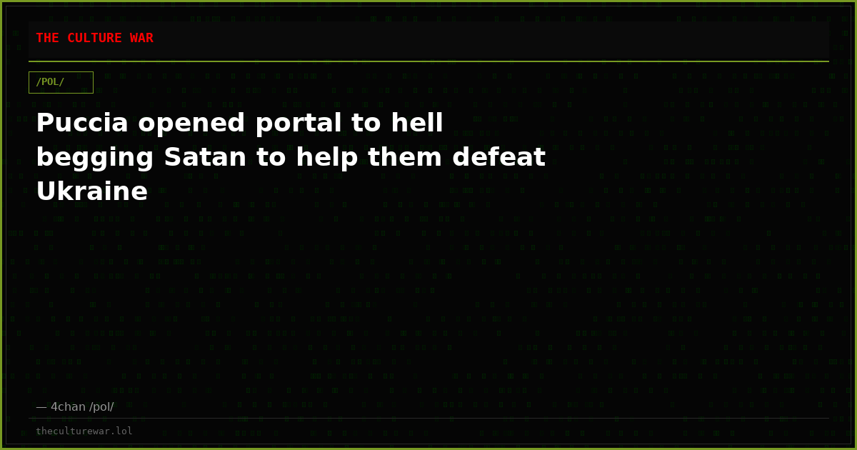 Puccia opened portal to hell begging Satan to help them defeat Ukraine