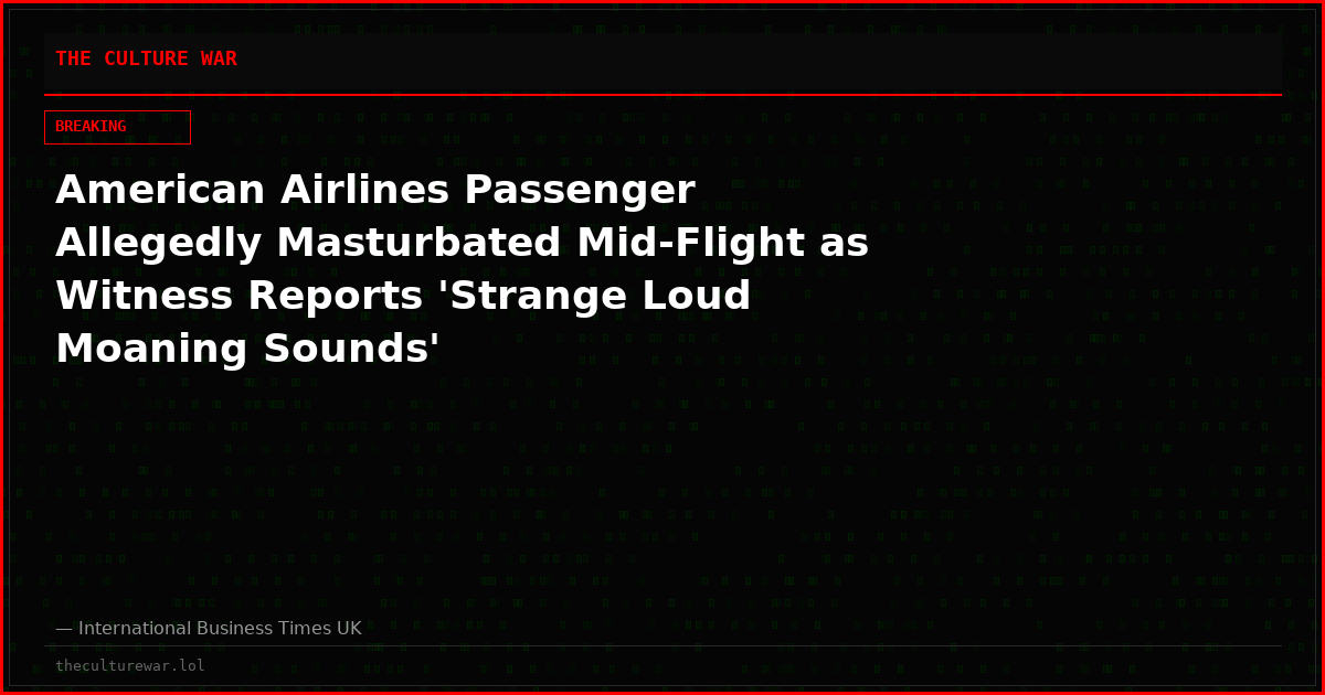 American Airlines Passenger Allegedly Masturbated Mid-Flight as Witness Reports 'Strange Loud Moaning Sounds'