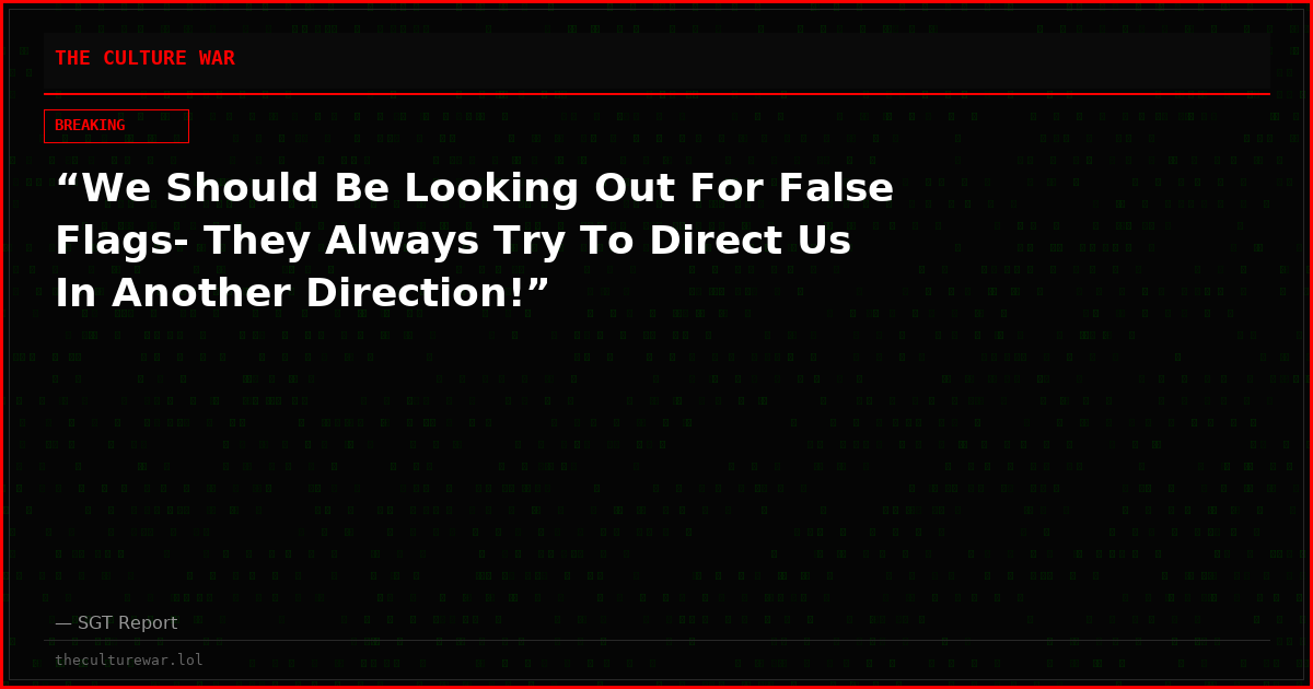 “We Should Be Looking Out For False Flags- They Always Try To Direct Us In Another Direction!”