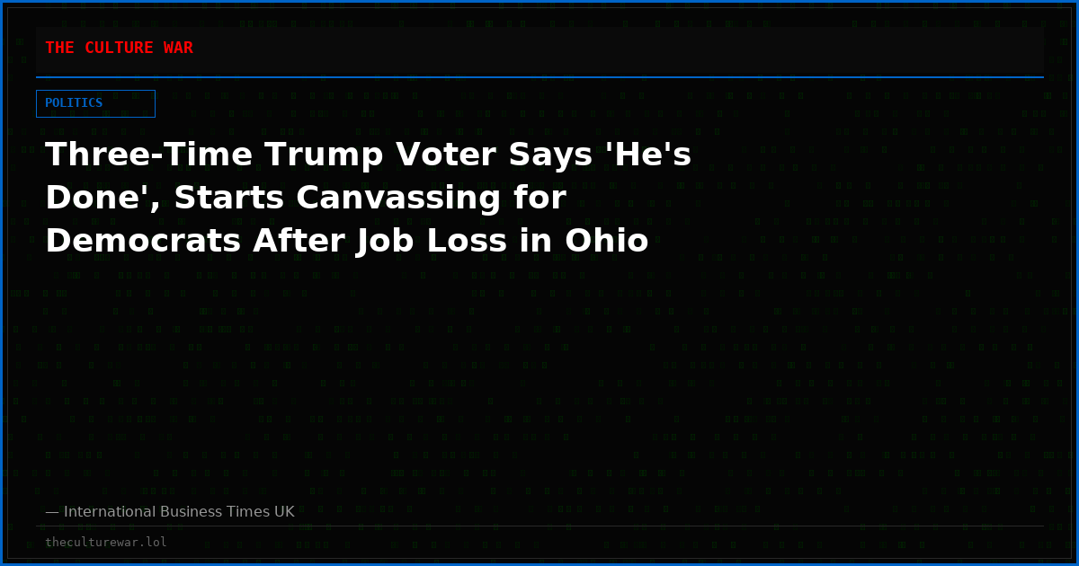 Three-Time Trump Voter Says 'He's Done', Starts Canvassing for Democrats After Job Loss in Ohio