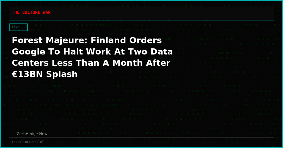 Forest Majeure: Finland Orders Google To Halt Work At Two Data Centers Less Than A Month After €13BN Splash