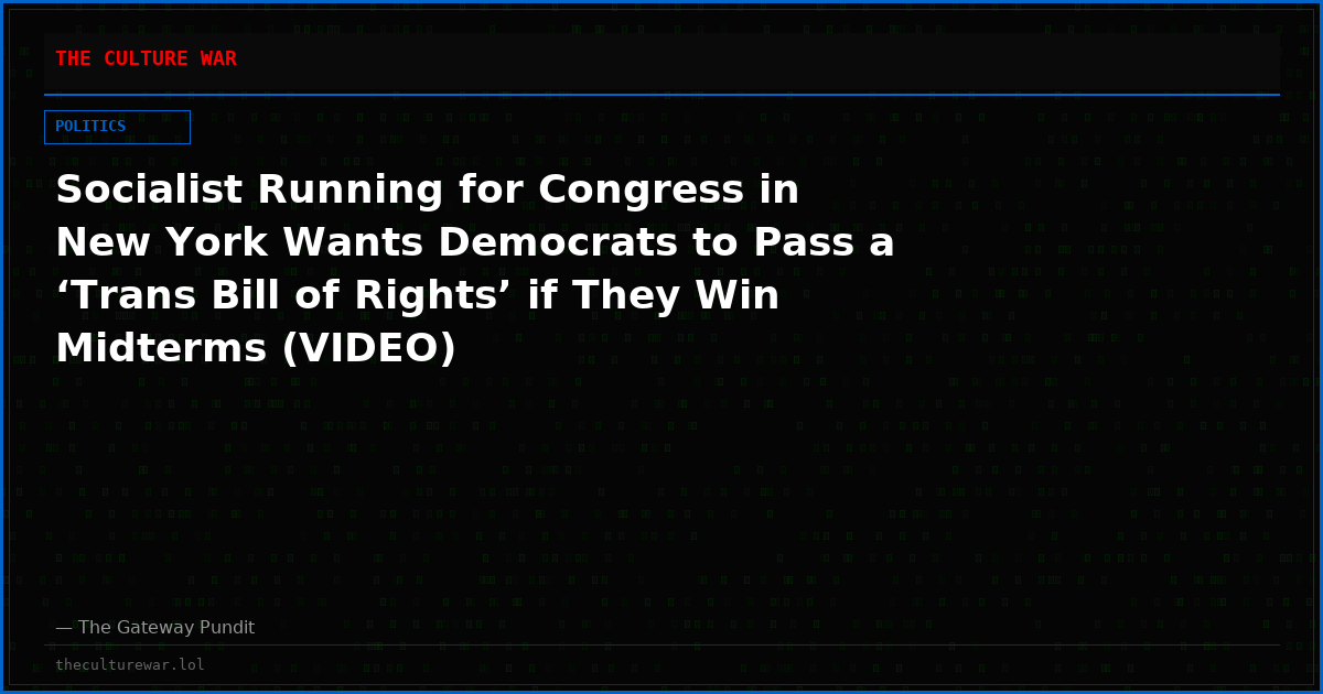 Socialist Running for Congress in New York Wants Democrats to Pass a ‘Trans Bill of Rights’ if They Win Midterms (VIDEO)