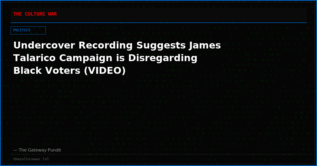Undercover Recording Suggests James Talarico Campaign is Disregarding Black Voters (VIDEO)