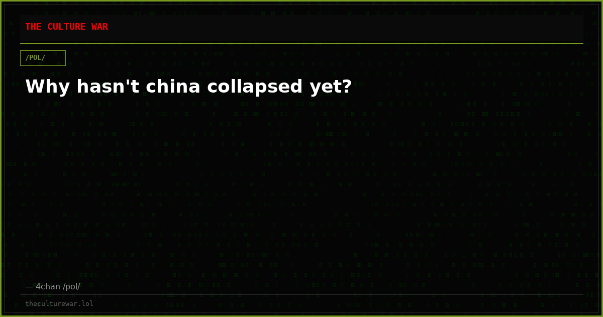 Why hasn't china collapsed yet?