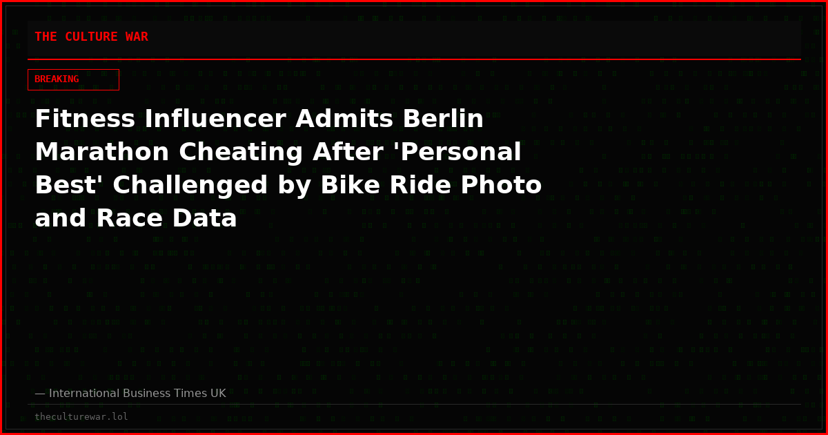 Fitness Influencer Admits Berlin Marathon Cheating After 'Personal Best' Challenged by Bike Ride Photo and Race Data