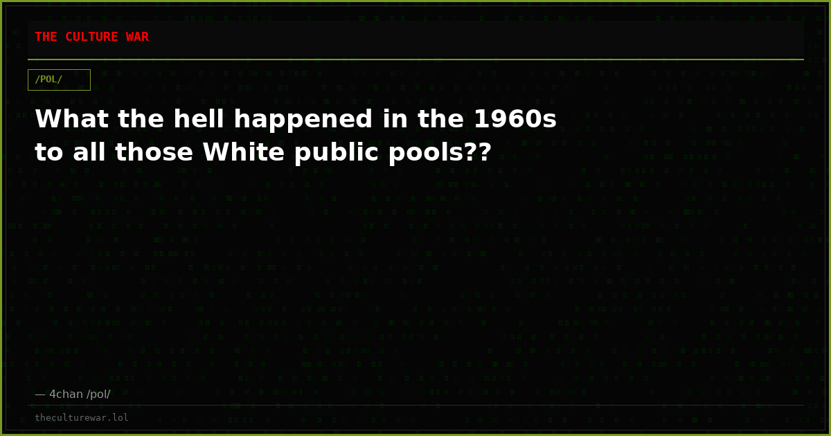 What the hell happened in the 1960s to all those White public pools??