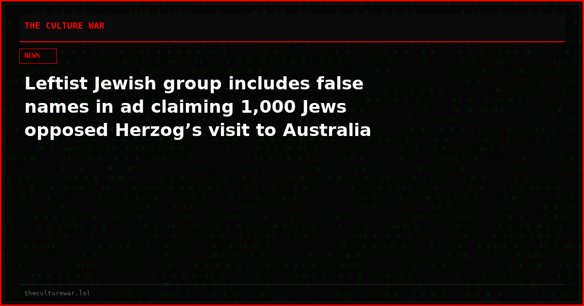 Leftist Jewish group includes false names in ad claiming 1,000 Jews opposed Herzog’s visit to Australia