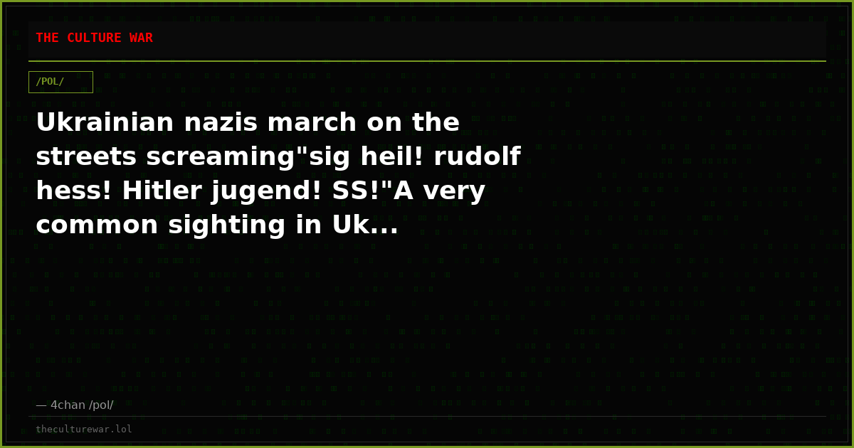 Ukrainian nazis march on the streets screaming"sig heil! rudolf hess! Hitler jugend! SS!"A very common sighting in Uk...