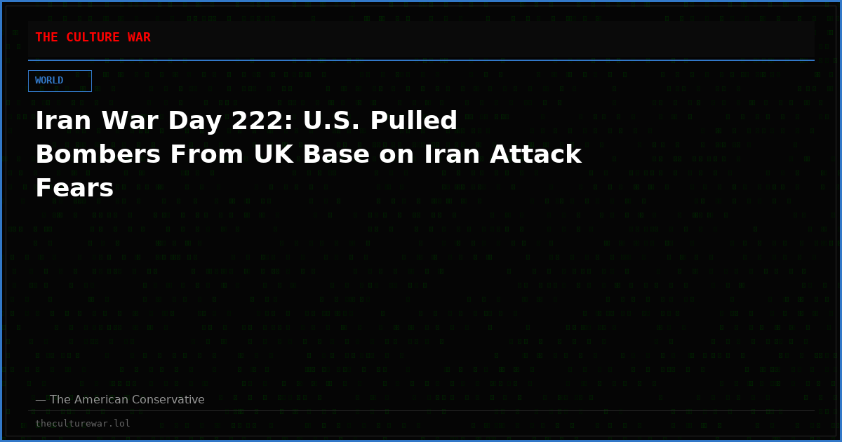 Iran War Day 222: U.S. Pulled Bombers From UK Base on Iran Attack Fears