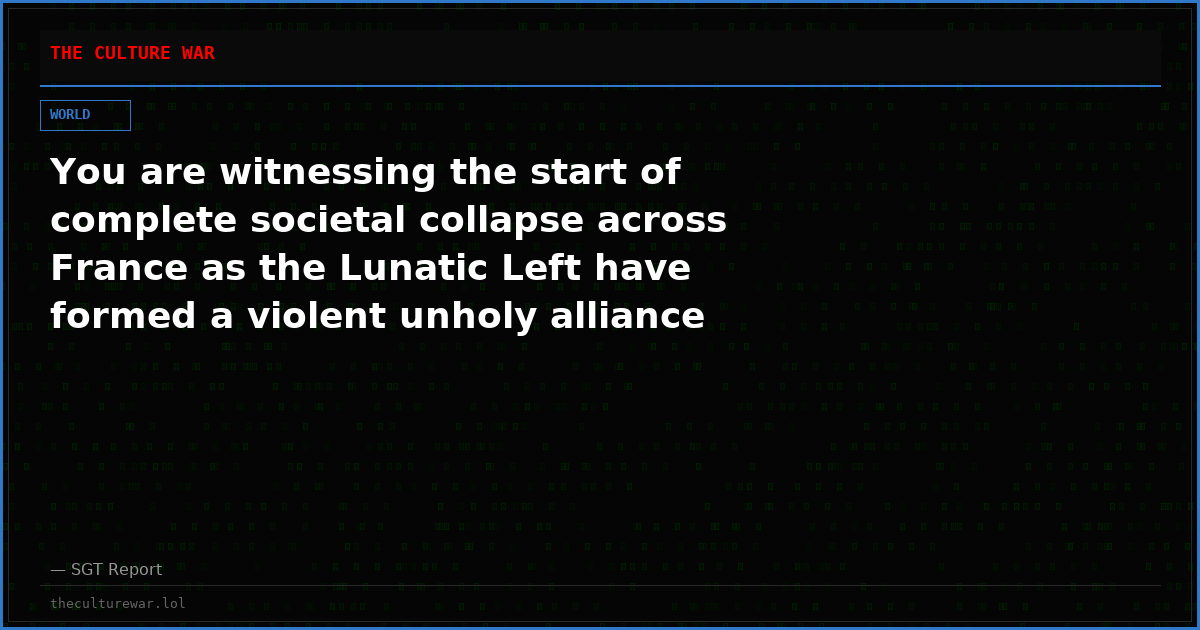 You are witnessing the start of complete societal collapse across France as the Lunatic Left have formed a violent unholy alliance with Islamists & migrants.