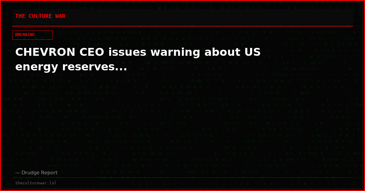 CHEVRON CEO issues warning about US energy reserves...