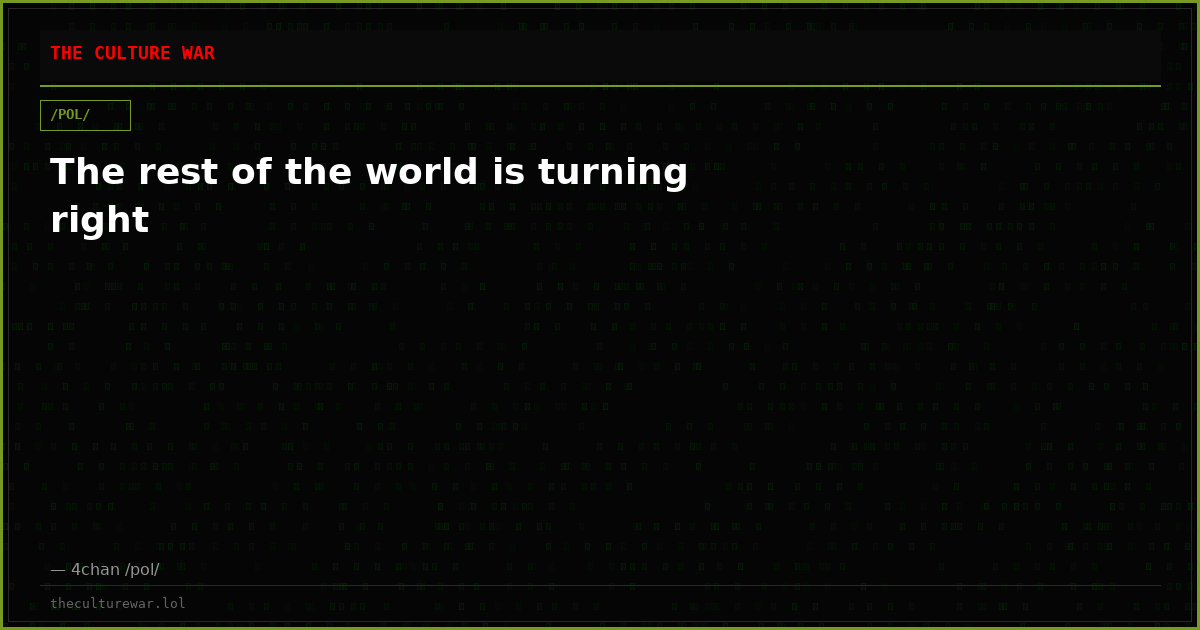The rest of the world is turning right