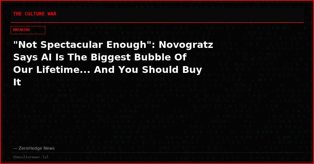 "Not Spectacular Enough": Novogratz Says AI Is The Biggest Bubble Of Our Lifetime... And You Should Buy It