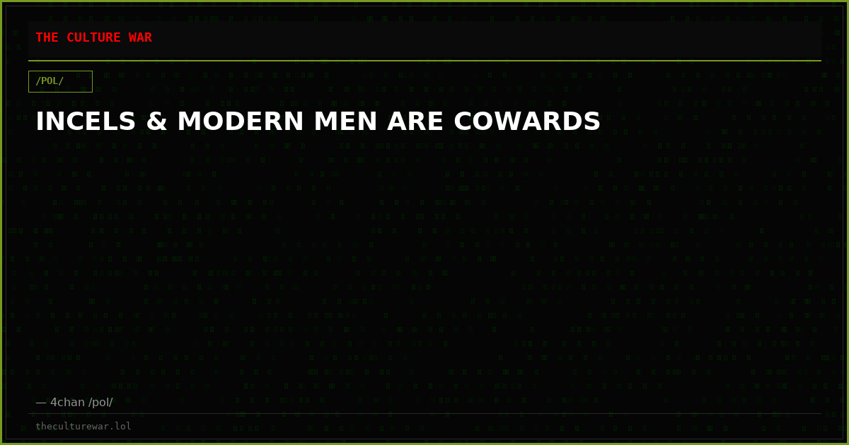 INCELS & MODERN MEN ARE COWARDS