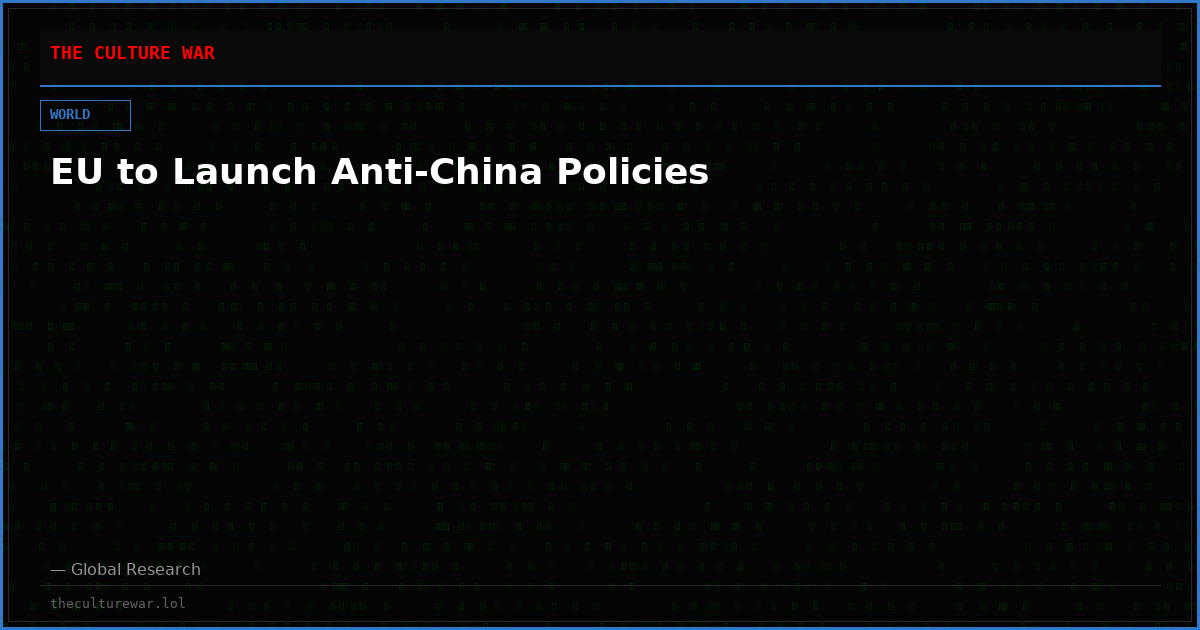 EU to Launch Anti-China Policies