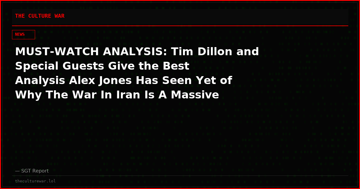 MUST-WATCH ANALYSIS: Tim Dillon and Special Guests Give the Best Analysis Alex Jones Has Seen Yet of Why The War In Iran Is A Massive Globalist Trap For Trump And America