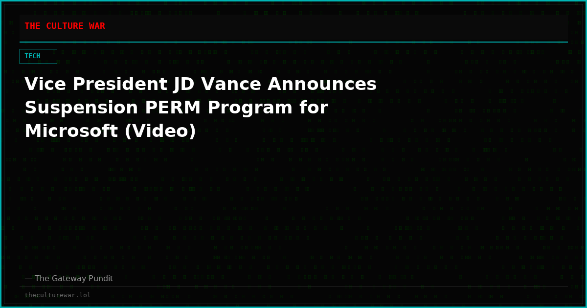 Vice President JD Vance Announces Suspension PERM Program for Microsoft (Video)