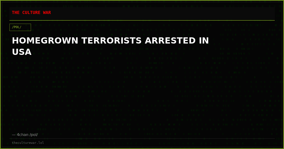 HOMEGROWN TERRORISTS ARRESTED IN USA