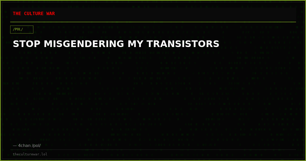 STOP MISGENDERING MY TRANSISTORS