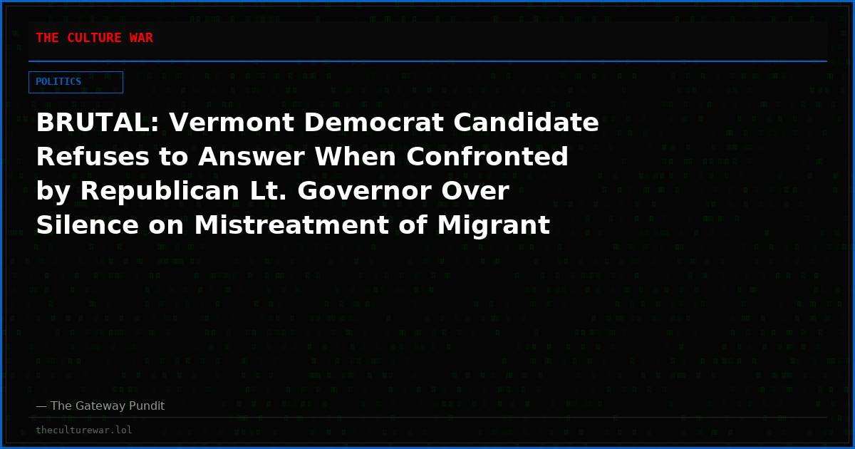 BRUTAL: Vermont Democrat Candidate Refuses to Answer When Confronted by Republican Lt. Governor Over Silence on Mistreatment of Migrant Workers at the Family Farm