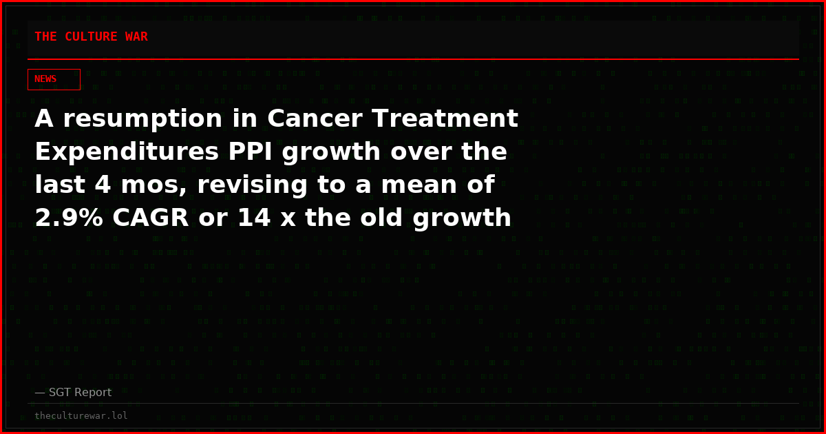 A resumption in Cancer Treatment Expenditures PPI growth over the last 4 mos, revising to a mean of 2.9% CAGR or 14 x the old growth rate.