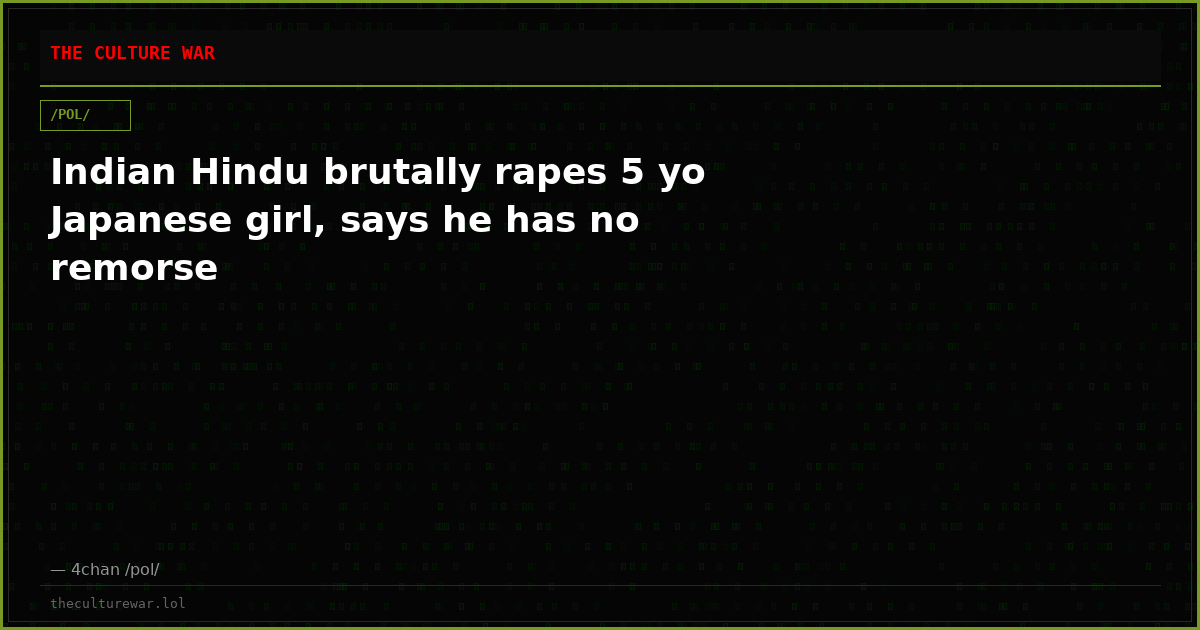 Indian Hindu brutally rapes 5 yo Japanese girl, says he has no remorse