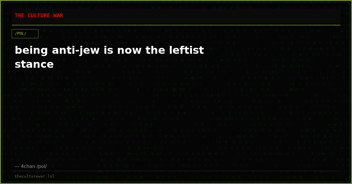 being anti-jew is now the leftist stance