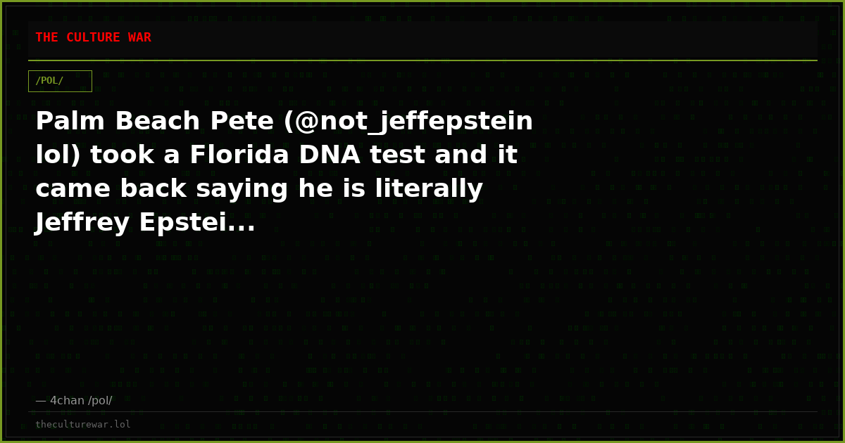 Palm Beach Pete (@not_jeffepstein lol) took a Florida DNA test and it came back saying he is literally Jeffrey Epstei...