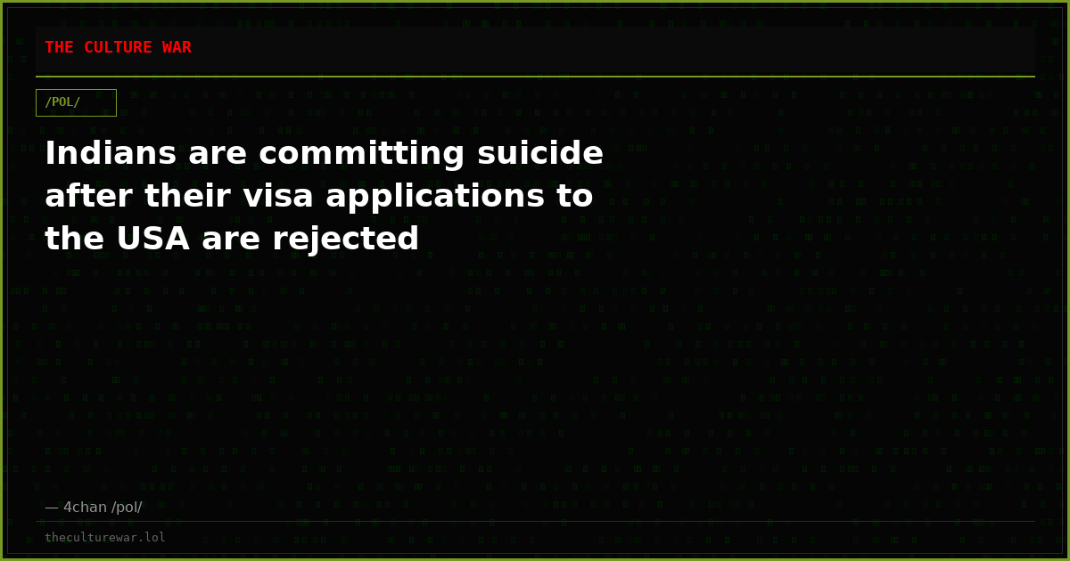 Indians are committing suicide after their visa applications to the USA are rejected
