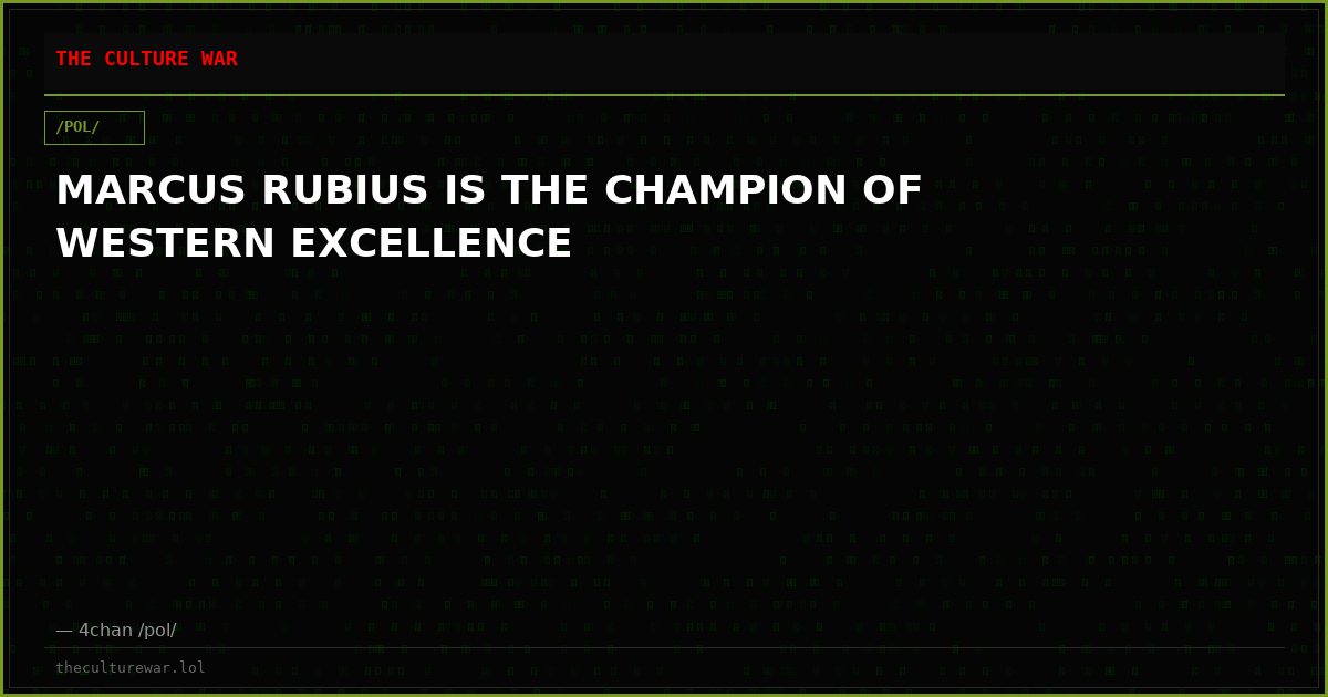 MARCUS RUBIUS IS THE CHAMPION OF WESTERN EXCELLENCE