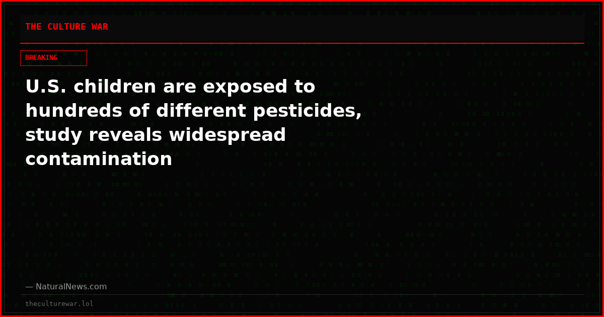 U.S. children are exposed to hundreds of different pesticides, study reveals widespread contamination