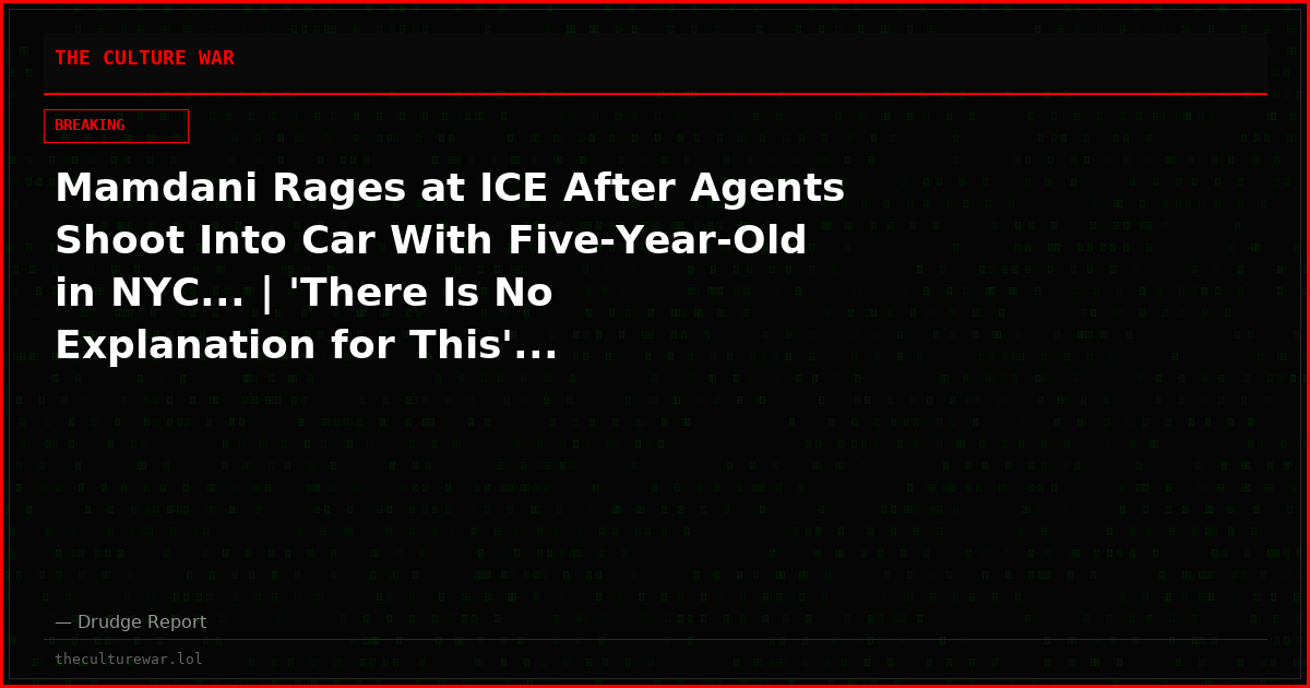 Mamdani Rages at ICE After Agents Shoot Into Car With Five-Year-Old in NYC... | 'There Is No Explanation for This'...