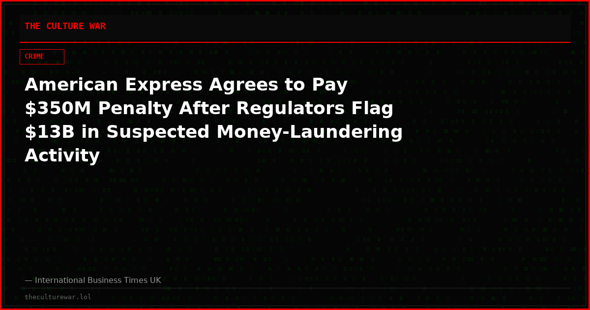 American Express Agrees to Pay $350M Penalty After Regulators Flag $13B in Suspected Money-Laundering Activity