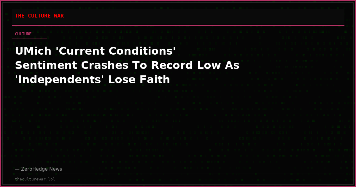 UMich 'Current Conditions' Sentiment Crashes To Record Low As 'Independents' Lose Faith