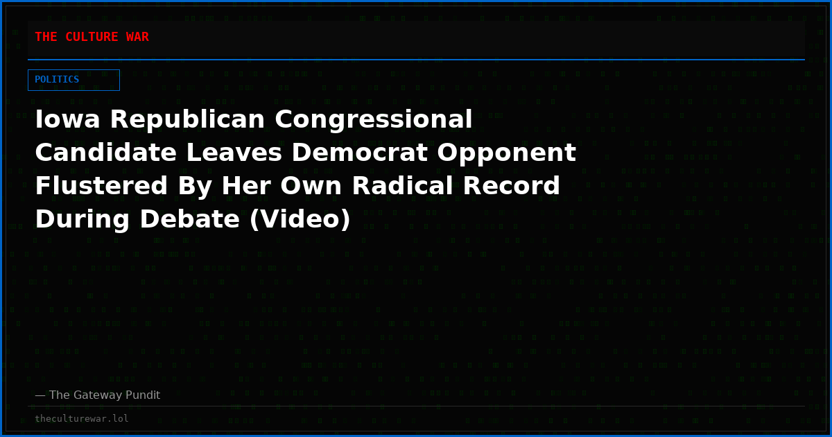 Iowa Republican Congressional Candidate Leaves Democrat Opponent Flustered By Her Own Radical Record During Debate (Video)