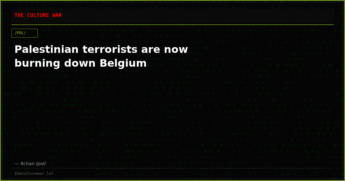 Palestinian terrorists are now burning down Belgium