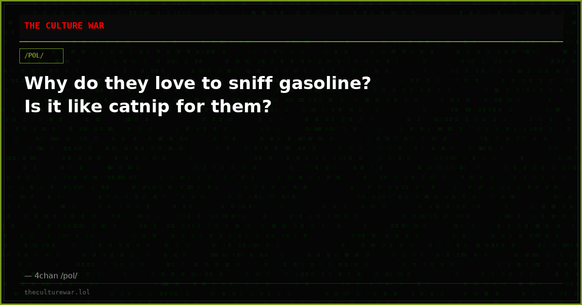 Why do they love to sniff gasoline? Is it like catnip for them?
