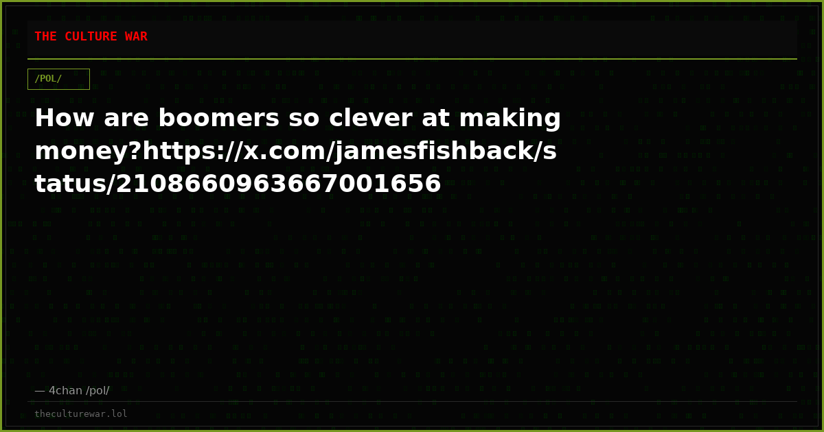 How are boomers so clever at making money?https://x.com/jamesfishback/status/2108660963667001656