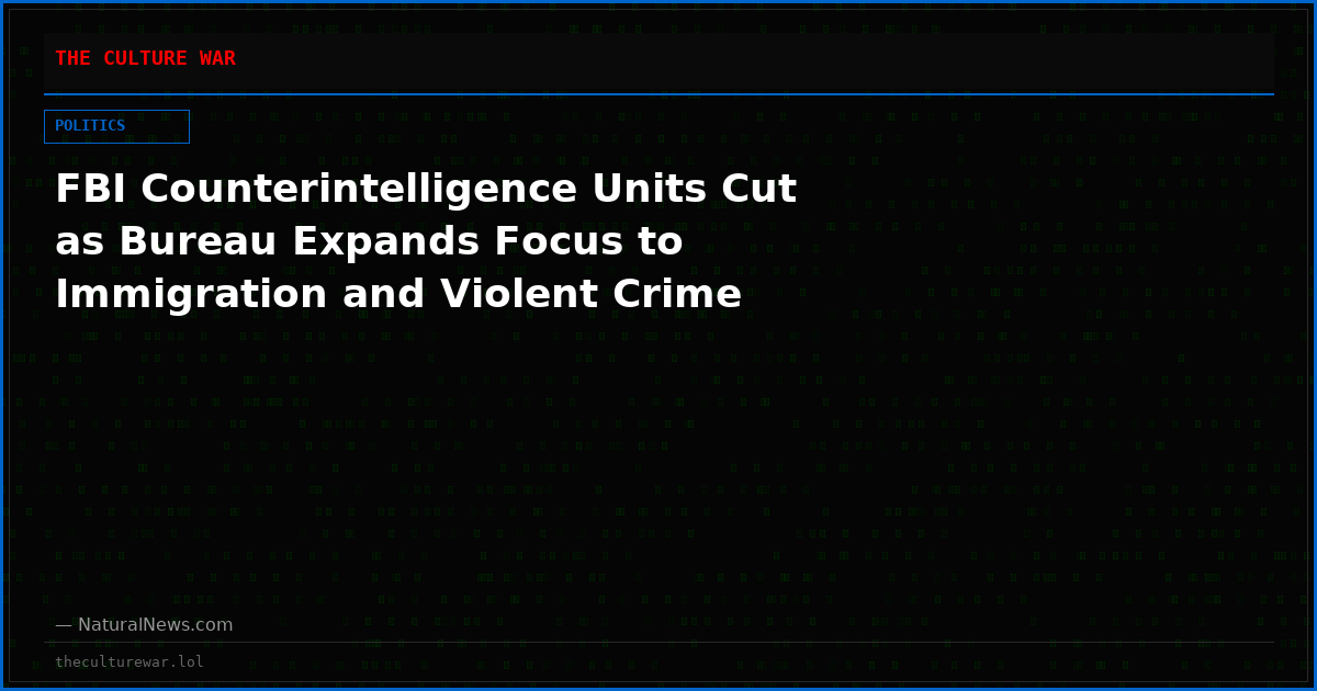 FBI Counterintelligence Units Cut as Bureau Expands Focus to Immigration and Violent Crime
