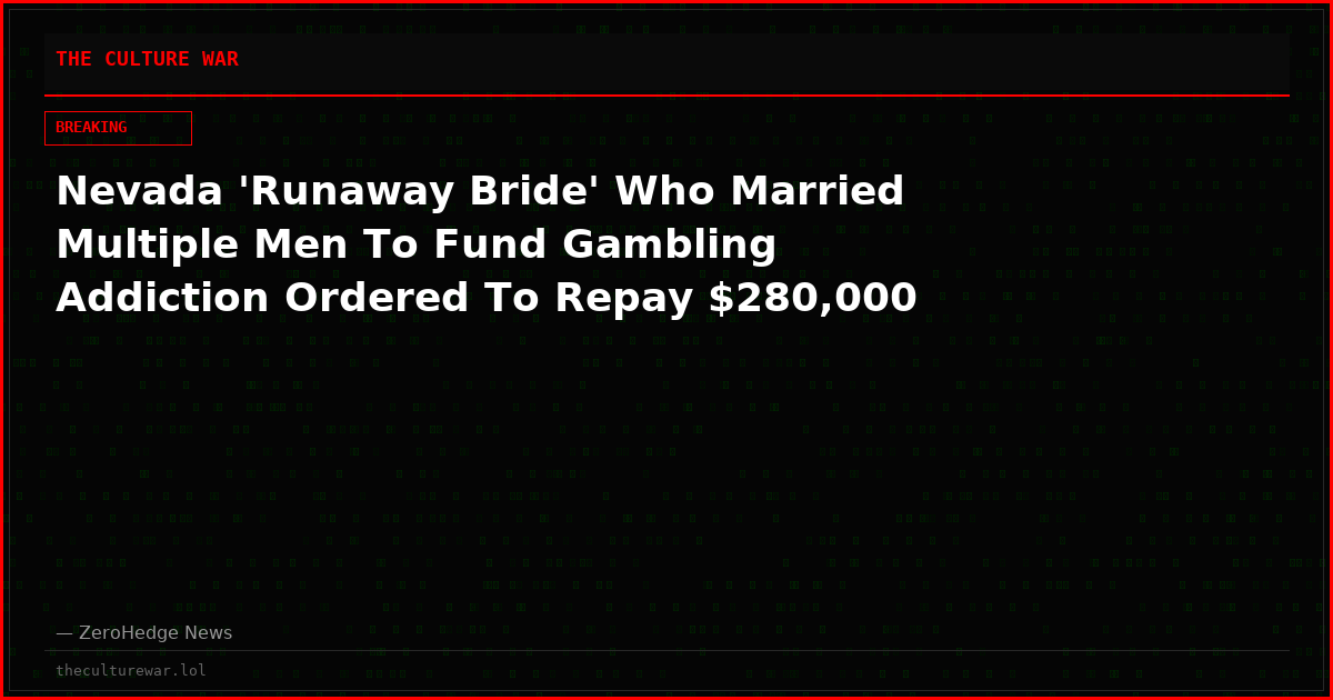 Nevada 'Runaway Bride' Who Married Multiple Men To Fund Gambling Addiction Ordered To Repay $280,000