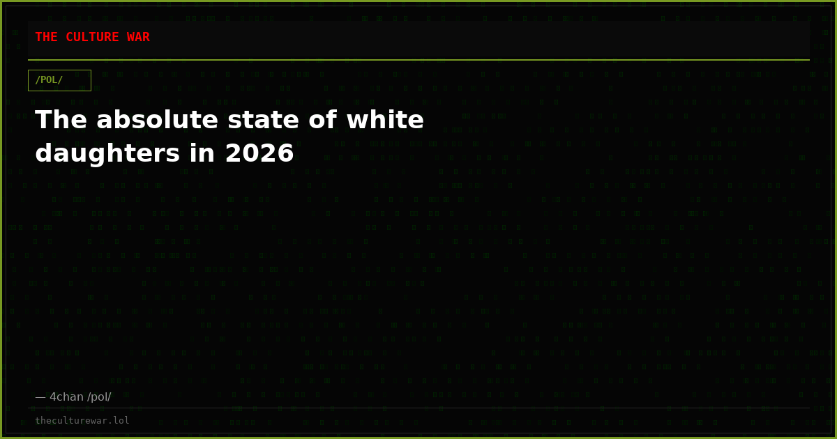 The absolute state of white daughters in 2026