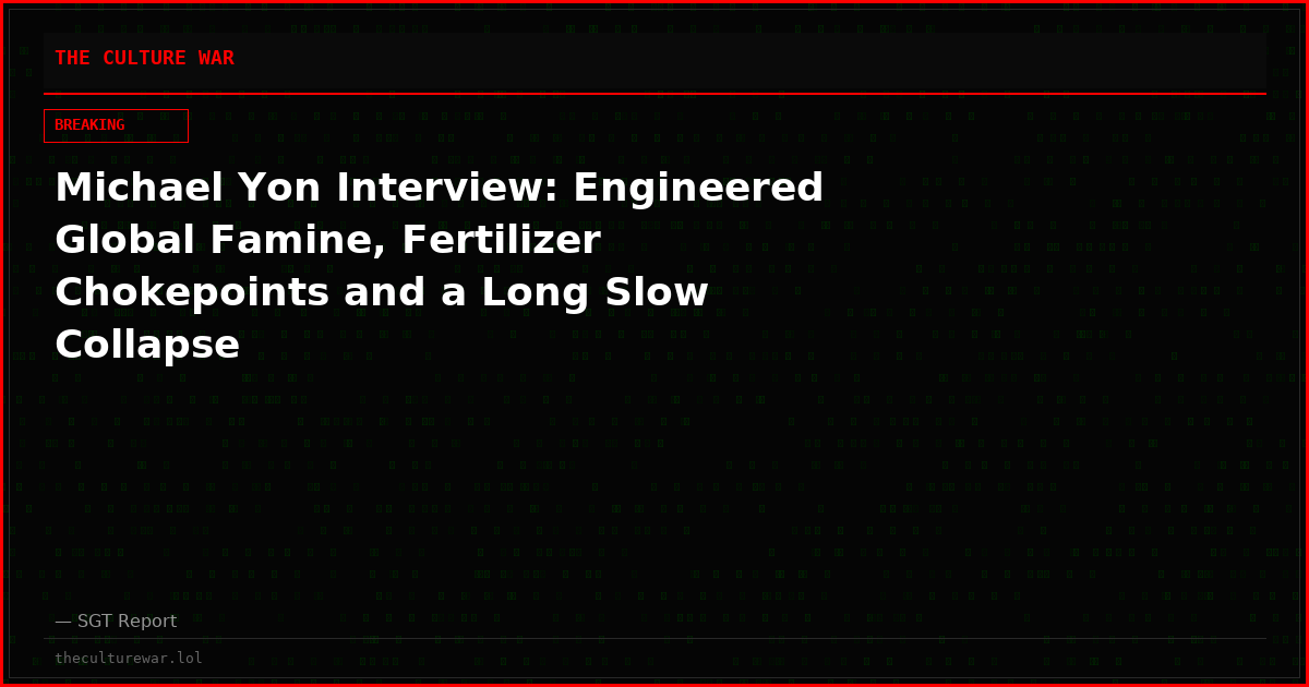 Michael Yon Interview: Engineered Global Famine, Fertilizer Chokepoints and a Long Slow Collapse