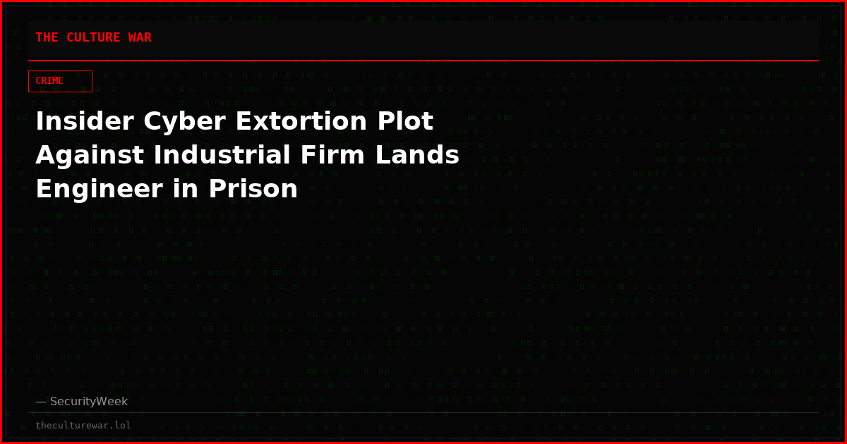 Insider Cyber Extortion Plot Against Industrial Firm Lands Engineer in Prison