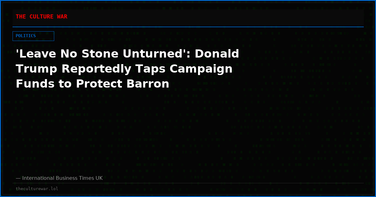 'Leave No Stone Unturned': Donald Trump Reportedly Taps Campaign Funds to Protect Barron