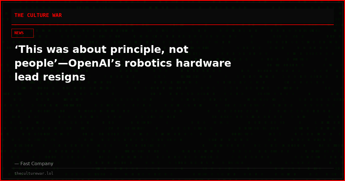 ‘This was about principle, not people’—OpenAI’s robotics hardware lead resigns