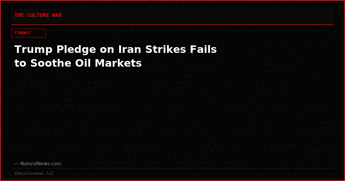 Trump Pledge on Iran Strikes Fails to Soothe Oil Markets