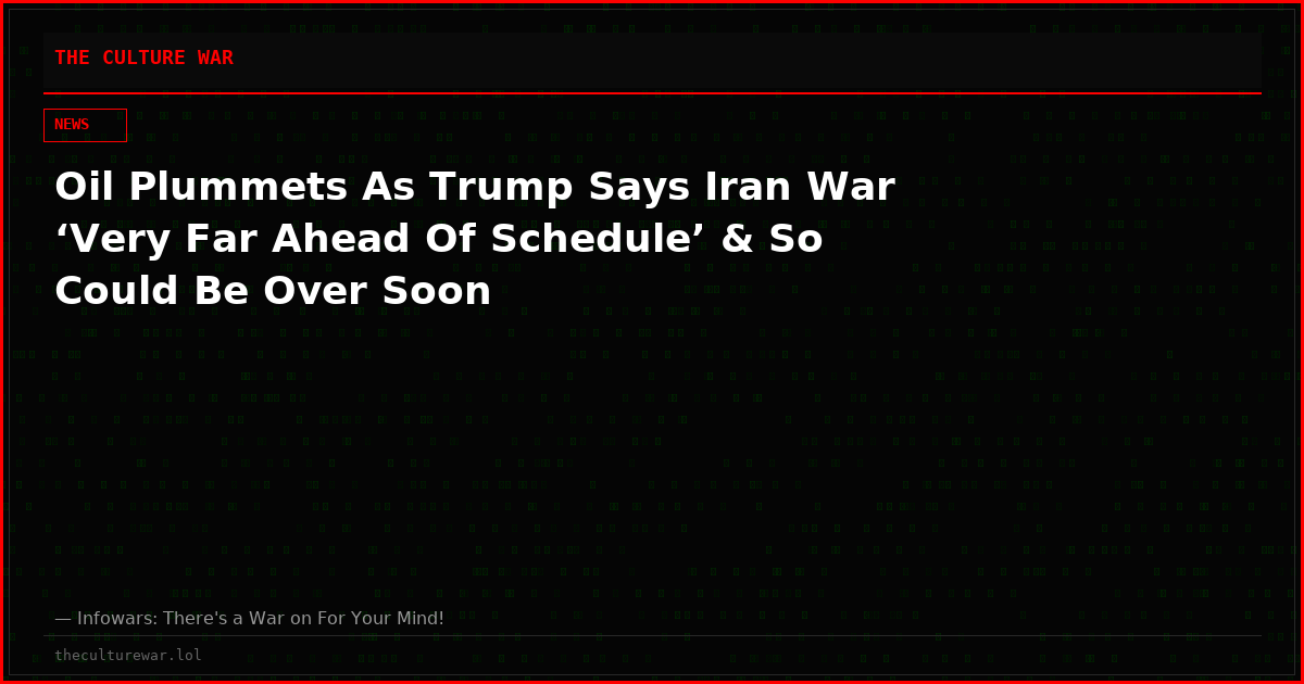 Oil Plummets As Trump Says Iran War ‘Very Far Ahead Of Schedule’ & So Could Be Over Soon