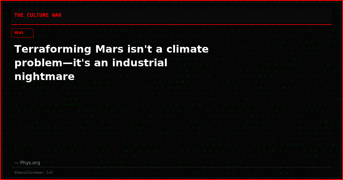 Terraforming Mars isn't a climate problem—it's an industrial nightmare