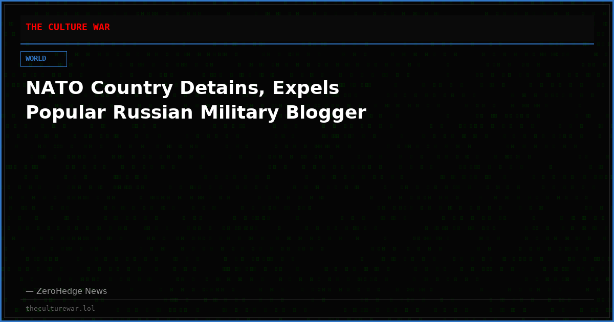 NATO Country Detains, Expels Popular Russian Military Blogger