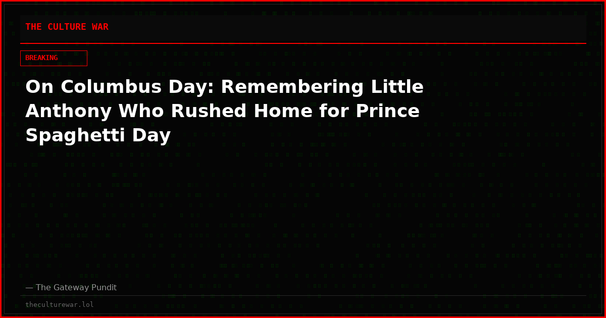 On Columbus Day: Remembering Little Anthony Who Rushed Home for Prince Spaghetti Day